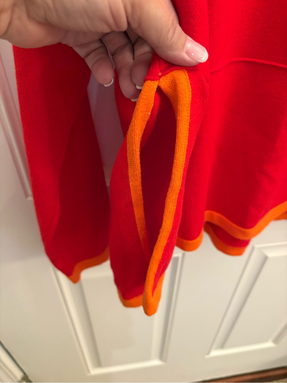 THML, Size L, Red Turtleneck Sweater with Orange Piping - Picture 3 of 5